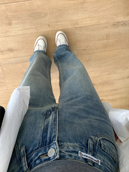 梨形身材直筒牛仔裤女春季新款胖妹妹mm高腰宽松显瘦阔腿拖地长裤