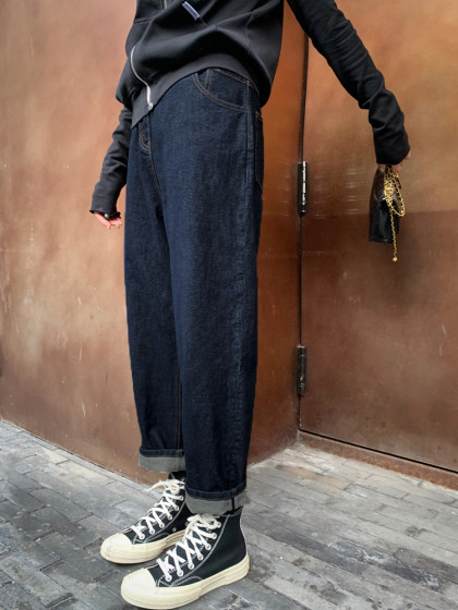 大码牛仔裤女2025新款胖妹妹宽松显瘦直筒老爹哈伦裤梨形身材裤子