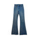 ການອອກແບບ jeans micro-flare ສໍາລັບແມ່ຍິງໃນພາກຮຽນ spring plus size ສໍາລັບເດັກຍິງໄຂມັນ mm ແອວສູງ slim stretch ຂອບດິບ horseshoe pants trendy