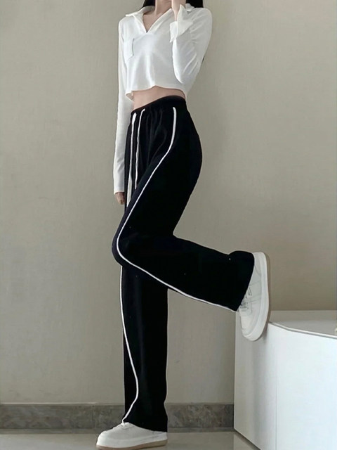 Pear-shaped body casual pants for women summer ບາງ, ຂະຫນາດໃຫຍ່, ເດັກຍິງໄຂມັນ, mm ແອວສູງ, ວ່າງ, slimming, drapey, ກາງເກງກິລາຂາກວ້າງ