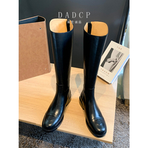 ANN slim boots female flat Camellia but knee back zipper Knight boots show thin leg short high boots