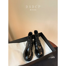 (Egg Ding Chengpin) Martin Boots Female English style thick bottom spring and autumn single boots leather thin womens short boots
