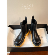 (Egg Dingcheng) 2021 New thick-soled Martin boots female English style leather middle tube Big Head B у bv boots