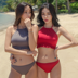 Áo tắm Hàn Quốc nữ cảm giác bảo thủ tam giác bikini chia nhỏ nước hoa mỏng ngực mỏng tập hợp áo tắm 	đồ bơi nữ 2 mảnh	 Bộ đồ bơi hai mảnh
