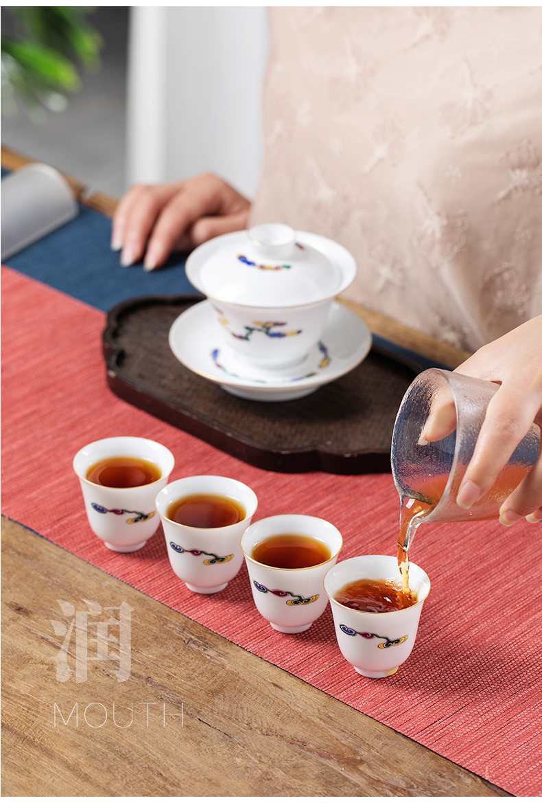 Mountain sound xiangyun suit kung fu tea set gift box of jingdezhen ceramics suit hand - made tureen cups covered six times