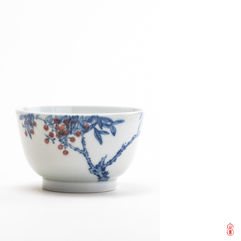 Qin Qiuyan jingdezhen blue and white youligong bodhi cup checking ceramic cups masters cup kung fu tea set