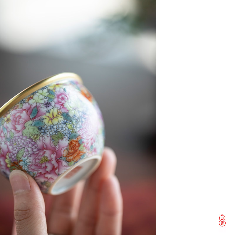 M letters flowers cylinder found of art hall of jingdezhen checking ceramic cups master cup kung fu tea sample tea cup