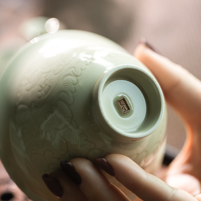 Jingdezhen up lying foot tureen series tureen kung fu tea set three cups to tureen bowl with cover