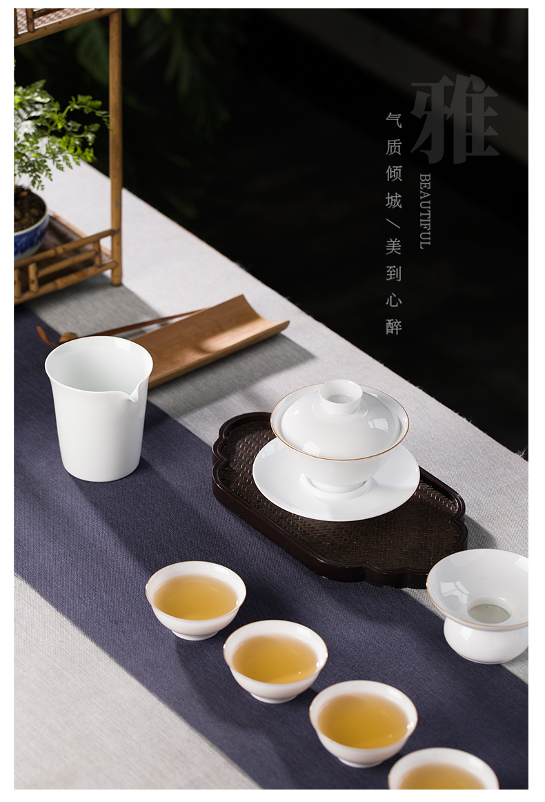 Mountain sound pure manual tureen jingdezhen porcelain cups kung fu tea bowl thin foetus three tureen suit