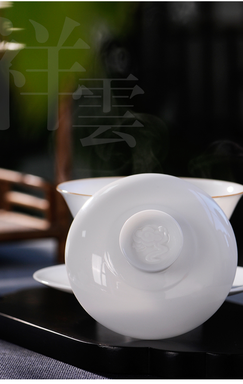 Jingdezhen pure manual sweet white thin foetus white porcelain three tureen