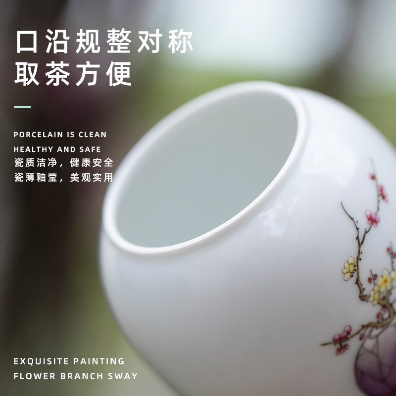 Everything is going well with pastel ganoderma lucidum tea canister jingdezhen pure manual painting exquisite small caddy fixings ceramic tea set
