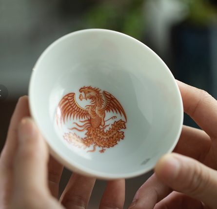 And found of art hall, phoenix cup of jingdezhen ceramics all hand master cup kung fu tea cups single cup sample tea cup