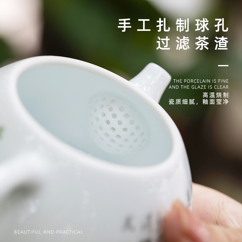 Mountain sound red rabbit stone gourd ladle pot of pure manual painting jingdezhen ceramic teapot kung fu tea set a single the teapot