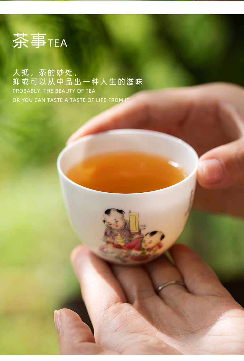 The lad fortune master cup single cup at jingdezhen pure manual painting ceramic cups sample tea cup titian suit