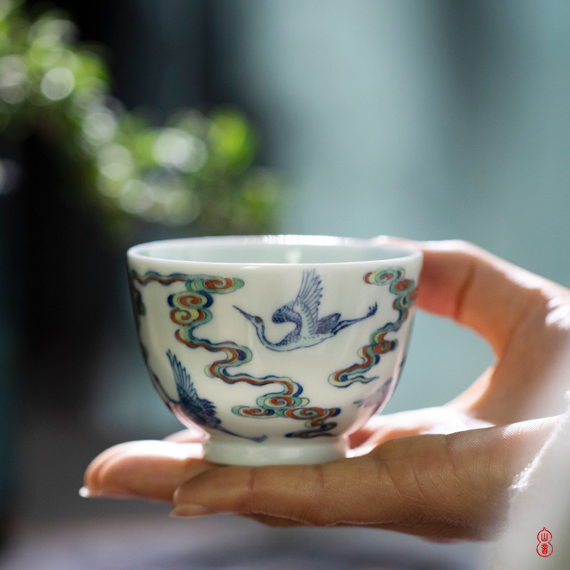 Qin Qiuyan the teacher bucket color hand - made James t. c. na was published grain single CPU jingdezhen checking ceramic masters cup sample tea cup