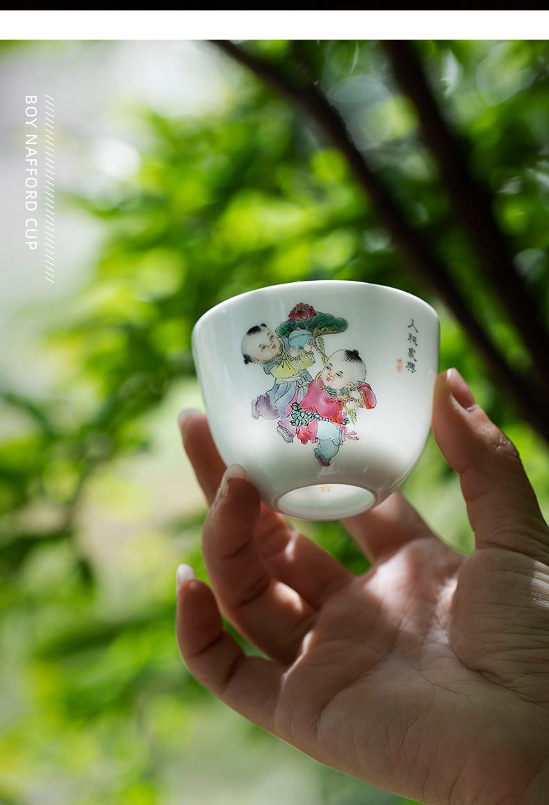 The lad fortune master cup single cup at jingdezhen pure manual painting ceramic cups sample tea cup titian suit