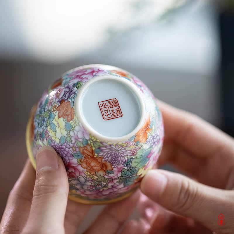 M letters flowers cylinder found of art hall of jingdezhen checking ceramic cups master cup kung fu tea sample tea cup