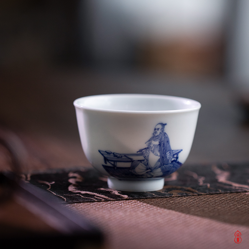 Arborist benevolence cup of jingdezhen porcelain literati small cylinder manually teacups hand - made porcelain sample tea cup