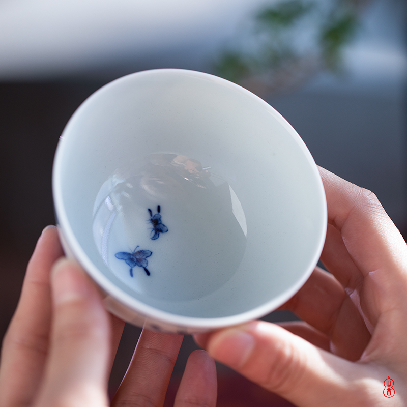 Arborist su tending figure large bowl of jingdezhen ceramic masters cup single CPU kung fu tea tea tea cups