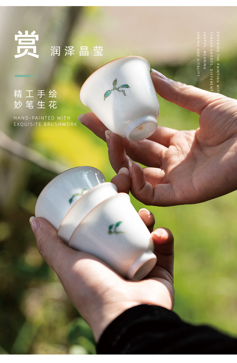 Guest a cup of cup 4 a pastel hand - made kung fu tea cups sample tea cup thin foetus poly real incense of jingdezhen tea service