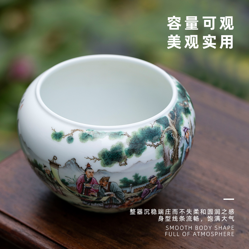 Mountain sound pastel landscape seven sages of bamboo forest bath jingdezhen ceramic slag bucket pure manual painting kung fu tea tea to wash