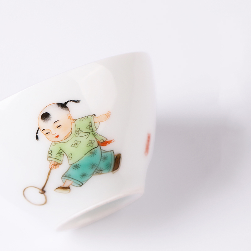 Mountain sound tong qu noggin kung fu tea sample tea cup pure manual hand - made pastel jingdezhen ceramic tea set