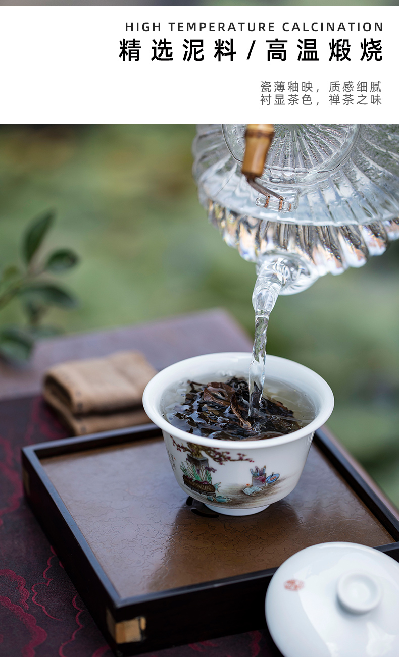 Mountain sound star mei just tureen jingdezhen pure manual painting two just tureen kunfu tea tureen individual cups