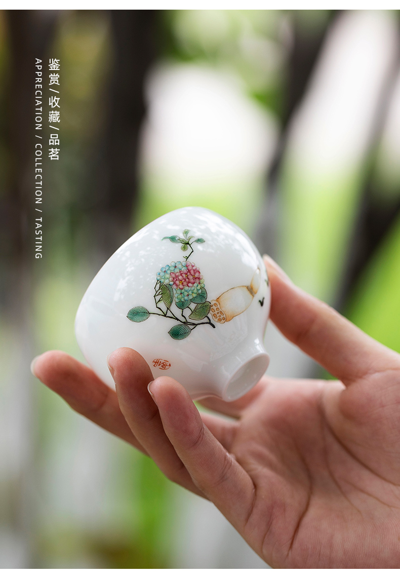 Mountain sound blessing, corning mercifully cup of jingdezhen pure manual painting sample tea cup pottery master kung fu tea cup