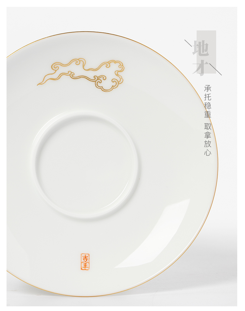 Mountain sound Jin Yunhe dance tureen pure manual painting only tureen thin foetus white porcelain three cups of jingdezhen ceramic tea set