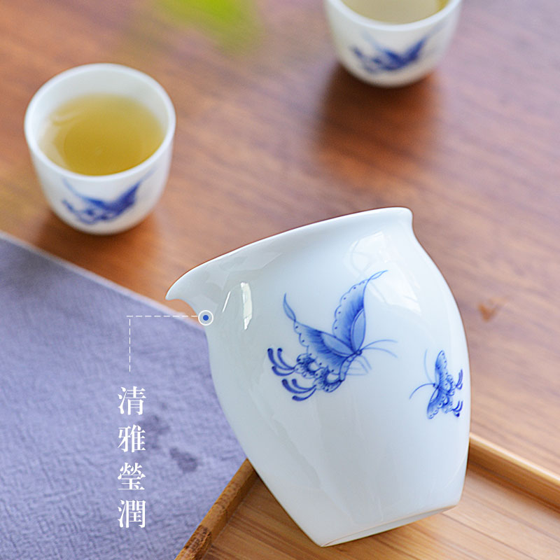 Dream butterfly jingdezhen blue and white ceramics fair keller hand - made well cup points of tea, tea sea kung fu tea tea accessories