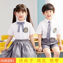 2021 summer uniforms er tong zhuang suit men short sleeve shirt Korean version of the primary and middle school students in class uniform kindergarten yuan fu