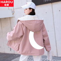Plus velvet thick coat women 2021 New Autumn Winter Junior High School students Korean version of loose short Lamb hair clothes