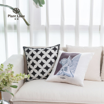 Planted Love Black & White Holding Pillow Eu Style Retro Cushions Ins Living Room Sofa Backrest Car Office Afternoon Nap Waist Pillow