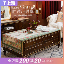 Planting love box Chixia tea table cloth dressing table bucket hand-painted retro American ins rectangular dust cloth
