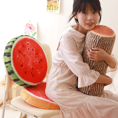 Творческий 3D -моделирование фруктов плюшевые татами подушка арбуз киви гинкго подушка подушка офисная личность