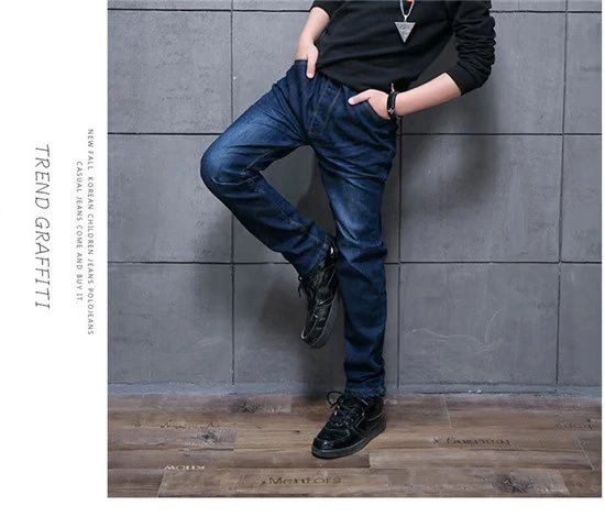 Mùa xuân 2018 quần trẻ em bé trai quần jeans trẻ em phiên bản Hàn Quốc của quần đơn trong quần lớn trẻ em yếm bò cho bé gái