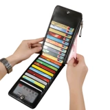 Антимагнитный вместительный и большой картхолдер, ультратонкий бумажник, карточки, система хранения, из натуральной кожи, банковская карта