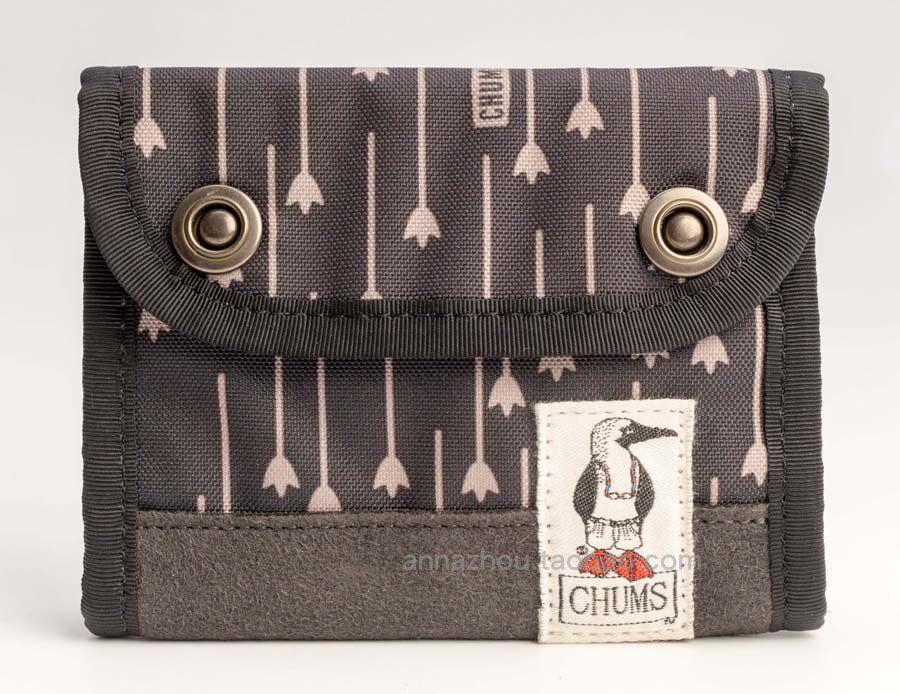 Japan CHUMS precisely bird grey nylon triple fold wallet 100 hitch black nylon mixed leather clip spot