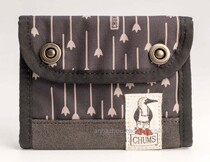 Japan CHUMS precisely bird grey nylon triple fold wallet 100 hitch black nylon mixed leather clip spot