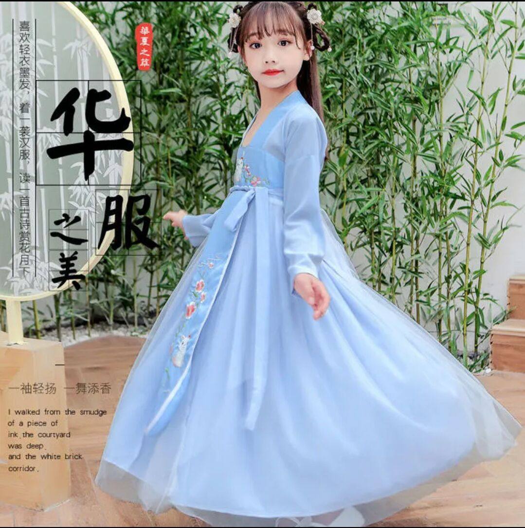 Hanfu girls summer thin ancient costume Chinese style super fairy middle and primary school students' performance costumes daily skirt original new style