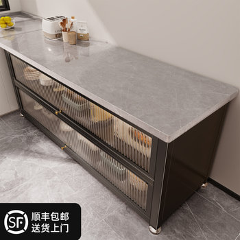 Kitchen storage rack multi-function floor-standing multi-layer cabinet stone slab side cabinet microwave oven boiler household storage rack