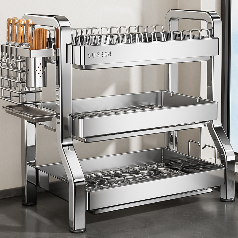 304 Stainless Steel Dish Storage Rack Kitchen Multifunctional Storage Rack for Bowls, Chopsticks, Dishes, Draining Rack, Bowl Cabinet 304 Stainless Steel Dish Storage Rack Kitchen Multifunctional Storage Rack for Bowls, Chopsticks, Dishes, Draining Rack, Bowl Cabinet