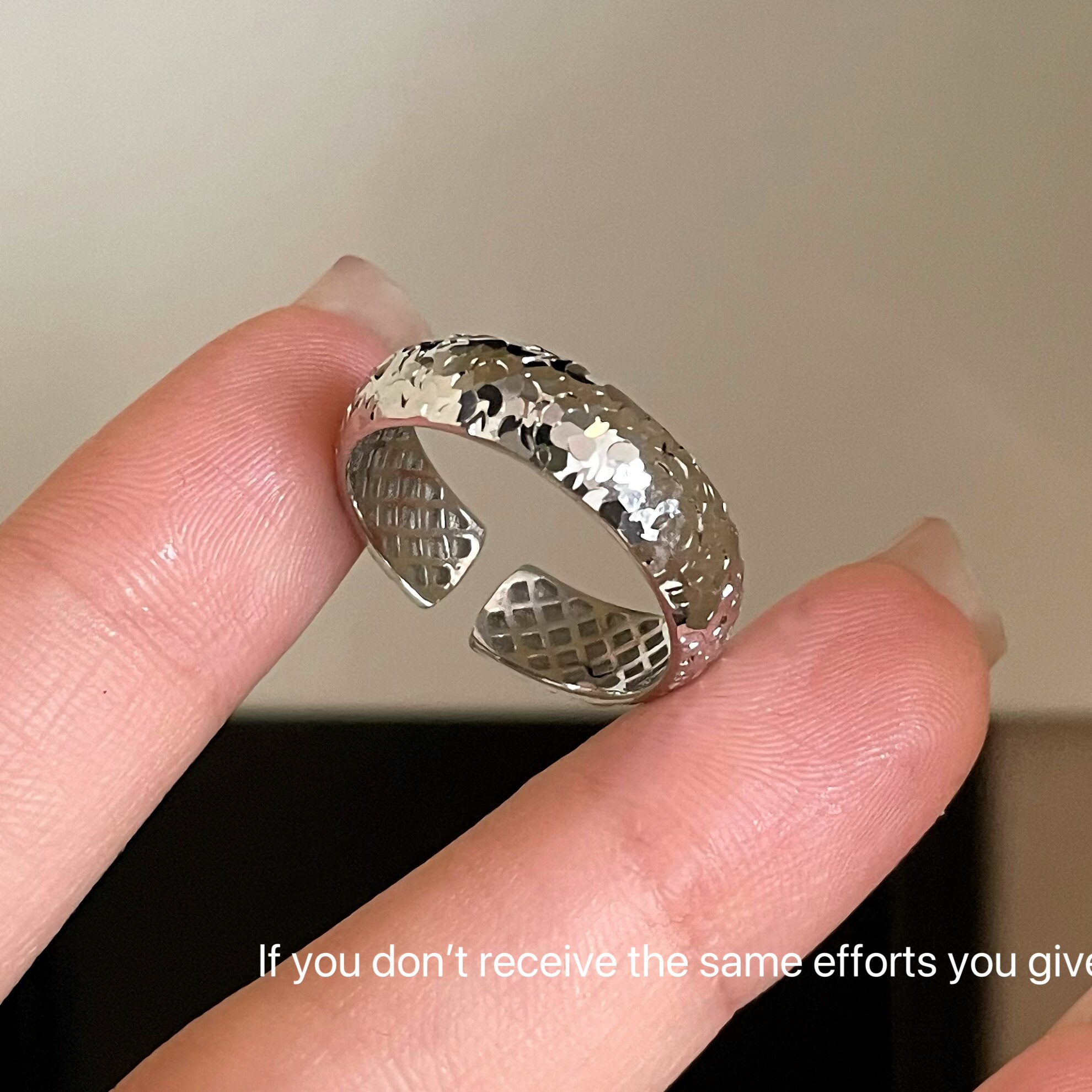 S925 sterling silver crushed ice sparkling ring simple fashion personality exquisite high-end niche design