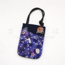 Import Special Price Spot Japan Handmade Kyoto Edo and Wrinkle Silk Cherry Blossom Rabbit Blue Zero Wallet