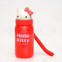Shanghai Spot Japan Sanrio Hello Kitty Red Translucent Straw Cup Pot 350ml