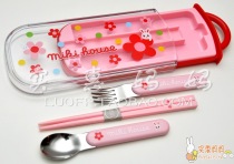 Shanghai spot Japanese-made mikihouse red Bunny childrens tableware chopsticks spoon fork set