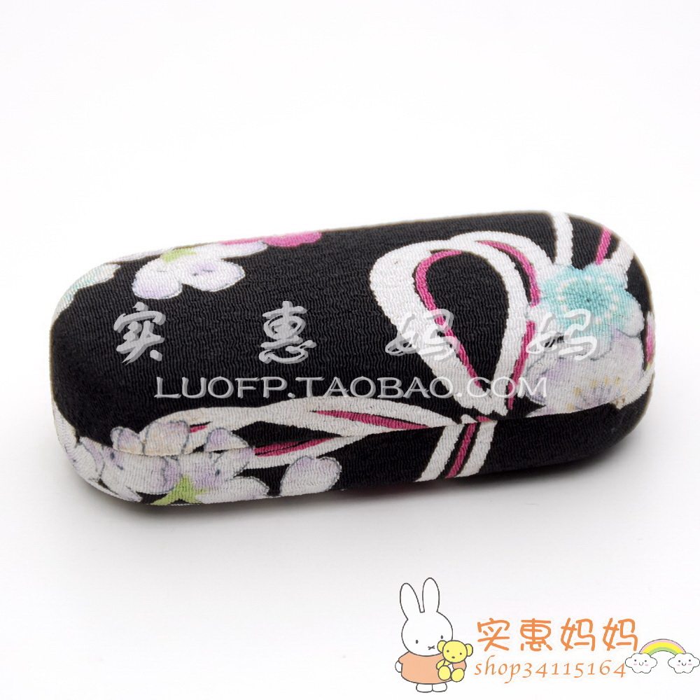 Import Special Price Spot Japan Kyoto Cherry Blossom Kimono and Wrinkle Silk First Decorated Box Folding Glasses Case Black