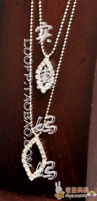 Shanghai Spot Japan Straight for Seven New Year's Gifts Ladies Temperament Rhombus Water Drill Twin Necklace