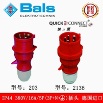 Original German Ba Shi BALS industrial waterproof male and female plug seat coupler 5P16A plug TYP203 2136