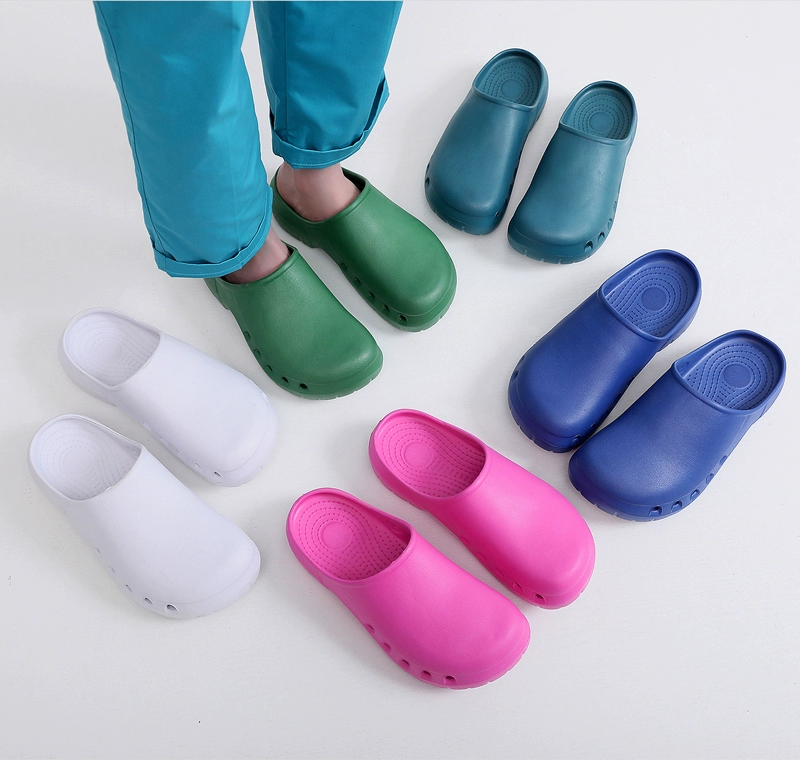 Operating room slippers women's non-slip medical surgical slippers laboratory intensive care unit nurse Baotou hole shoes summer thick sole